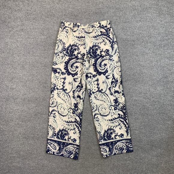 Zara Pants Women L Large Multi Elastic Waistband Side Zip Pockets Satin Printed - Picture 10 of 12